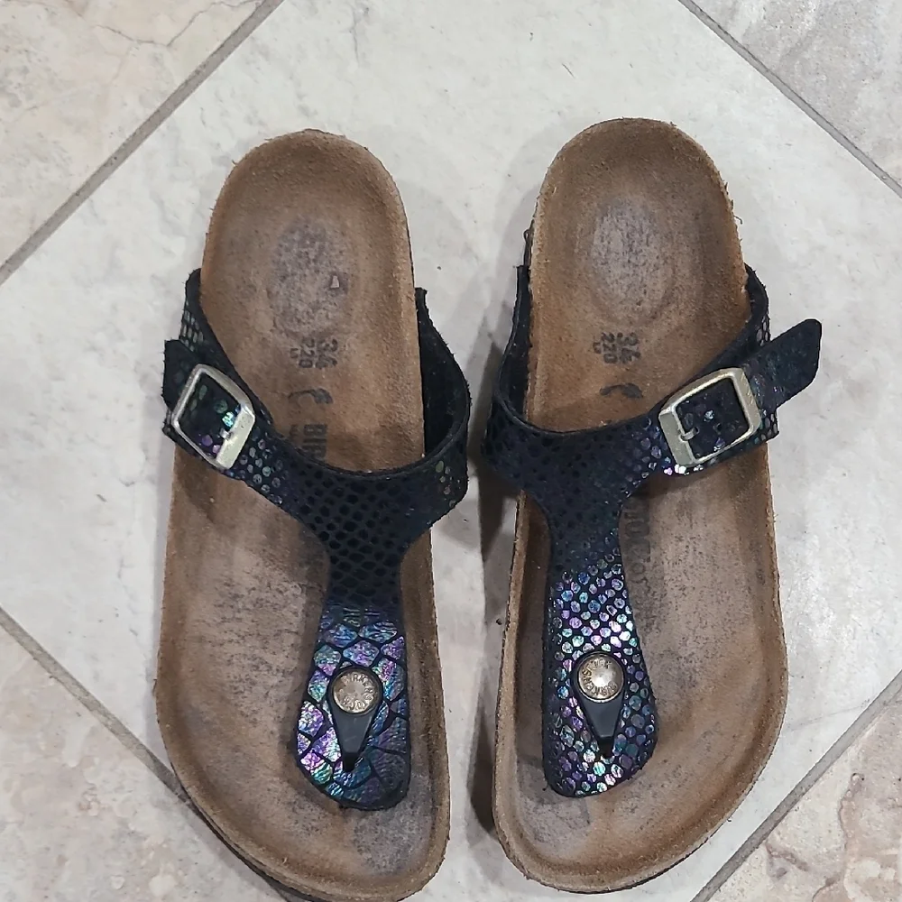 Birkenstock Black and Iridescent Sandals